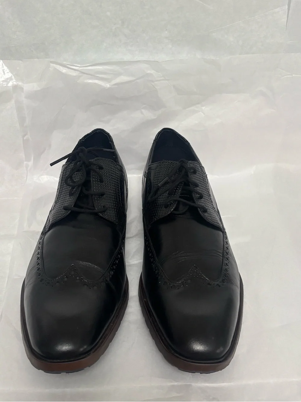 STACY ADAMS 'ROONEY WINGTIP' OXFORD IN BLACK LEATHER STYLE 25323-001 SIZE 11M